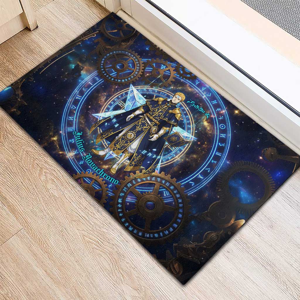 Julius Novachrono Black Clover Rubber Doormat Cosmic Time Magic Style with Celestial Clockwork Motif