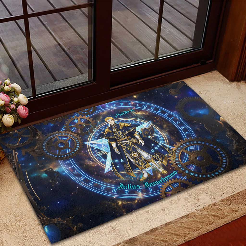 Julius Novachrono Black Clover Rubber Doormat Cosmic Time Magic Style with Celestial Clockwork Motif