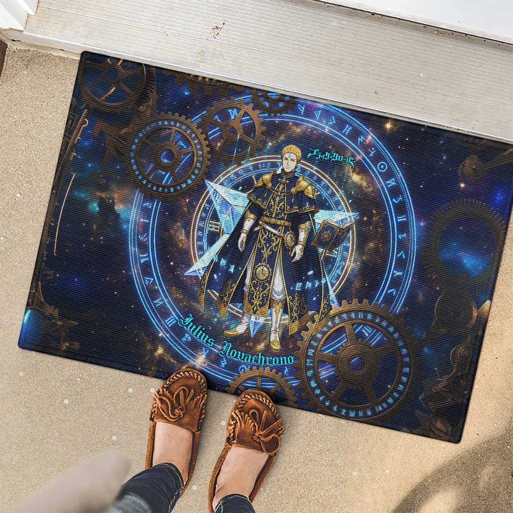 Julius Novachrono Black Clover Rubber Doormat Cosmic Time Magic Style with Celestial Clockwork Motif