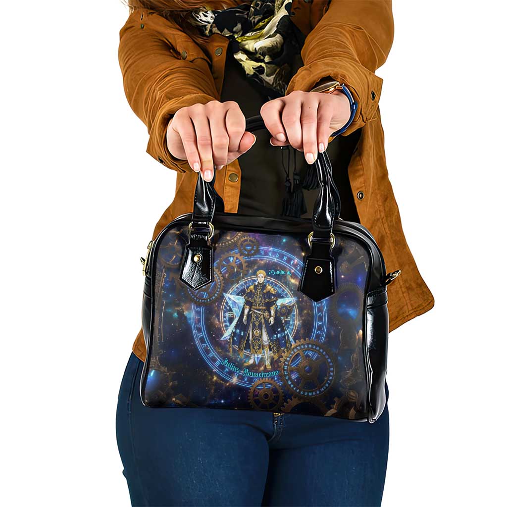 Julius Novachrono Black Clover Shoulder Handbag Cosmic Time Magic Style with Celestial Clockwork Motif