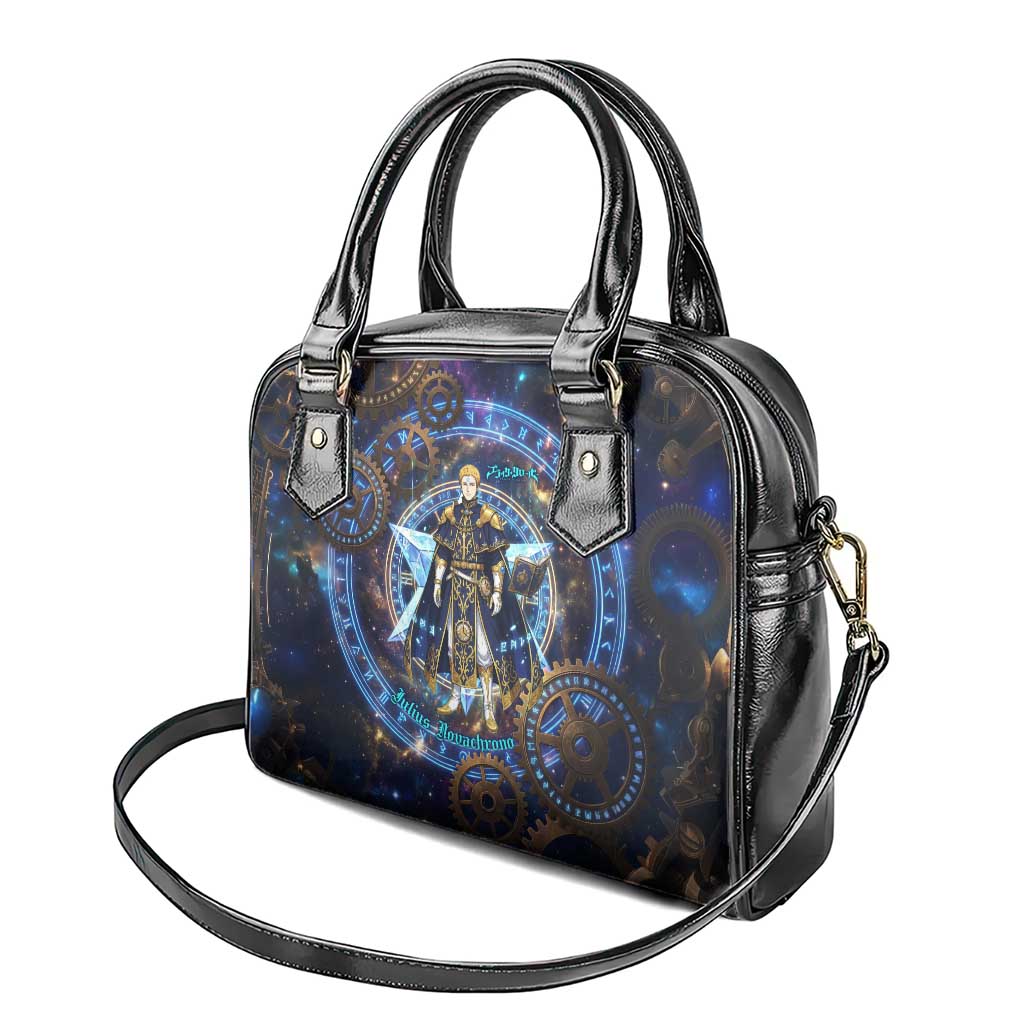 Julius Novachrono Black Clover Shoulder Handbag Cosmic Time Magic Style with Celestial Clockwork Motif