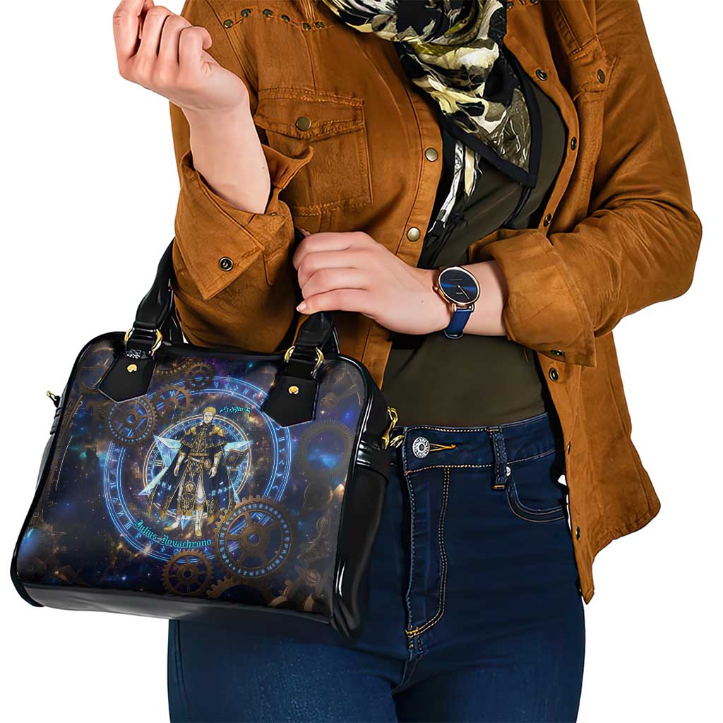 Julius Novachrono Black Clover Shoulder Handbag Cosmic Time Magic Style with Celestial Clockwork Motif