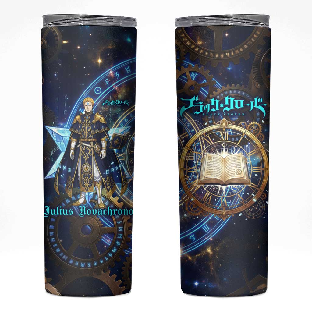 Julius Novachrono Black Clover Skinny Tumbler Cosmic Time Magic Style with Celestial Clockwork Motif