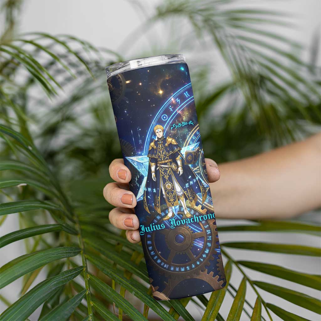 Julius Novachrono Black Clover Skinny Tumbler Cosmic Time Magic Style with Celestial Clockwork Motif