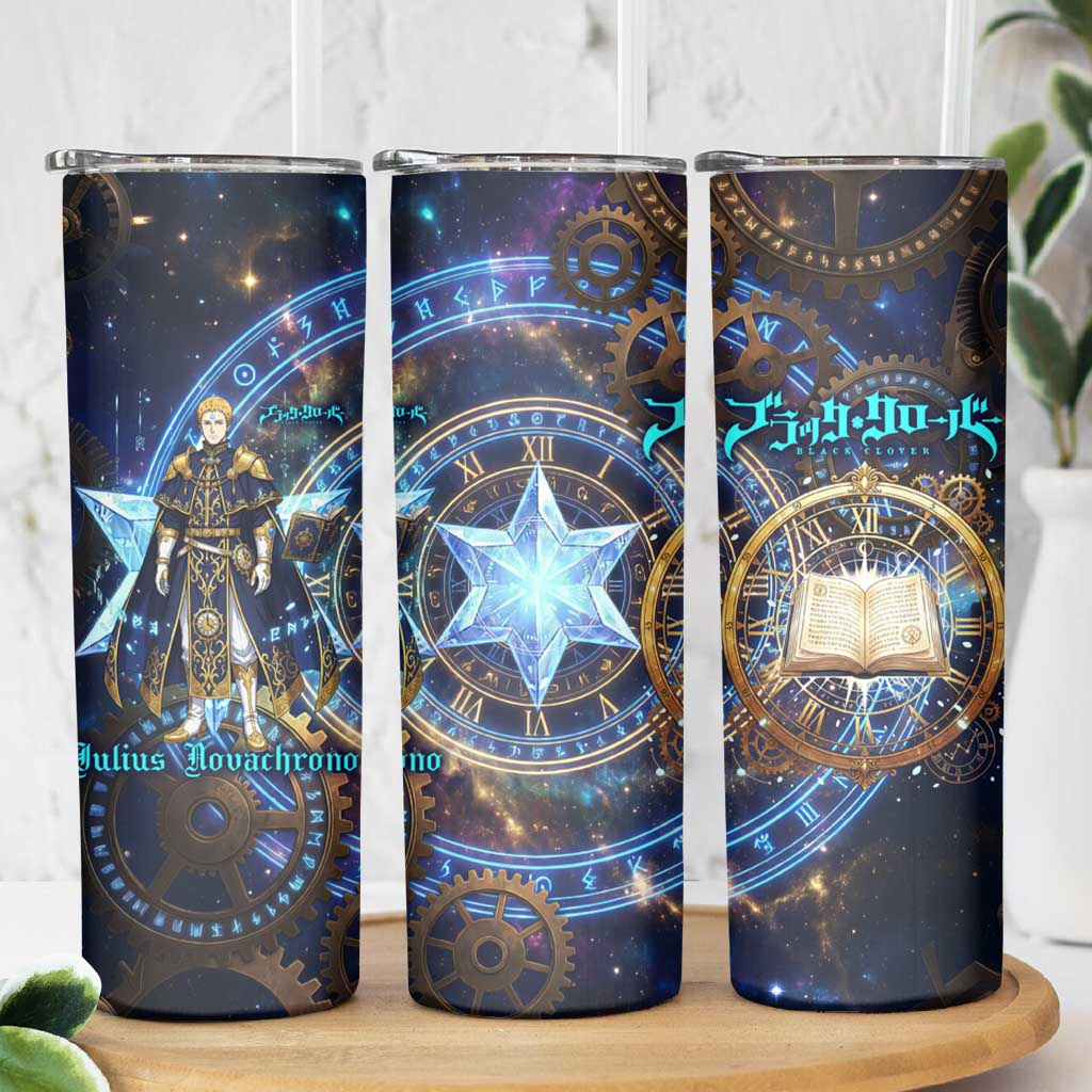 Julius Novachrono Black Clover Skinny Tumbler Cosmic Time Magic Style with Celestial Clockwork Motif