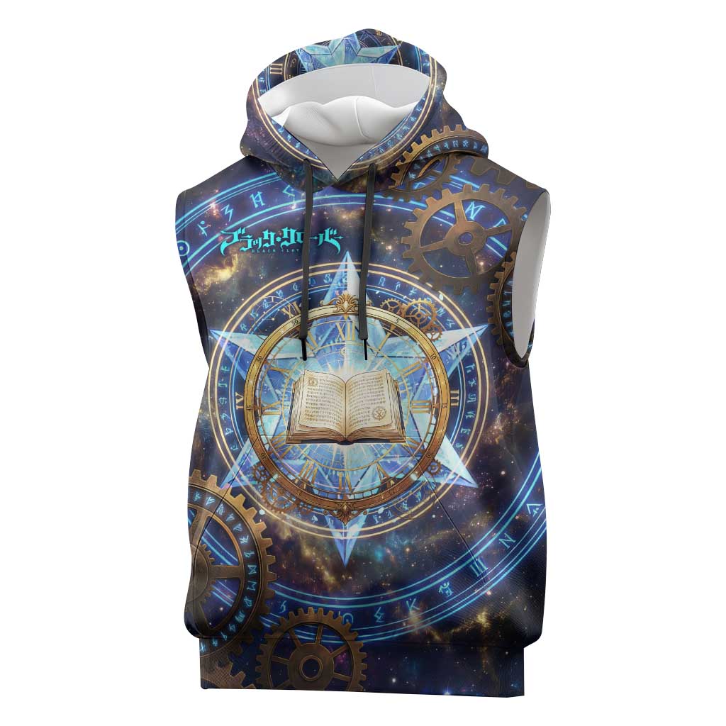 Julius Novachrono Black Clover Sleeveless Hoodie Cosmic Time Magic Style with Celestial Clockwork Motif