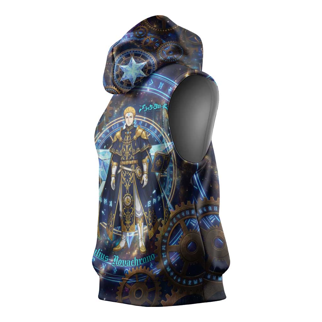 Julius Novachrono Black Clover Sleeveless Hoodie Cosmic Time Magic Style with Celestial Clockwork Motif