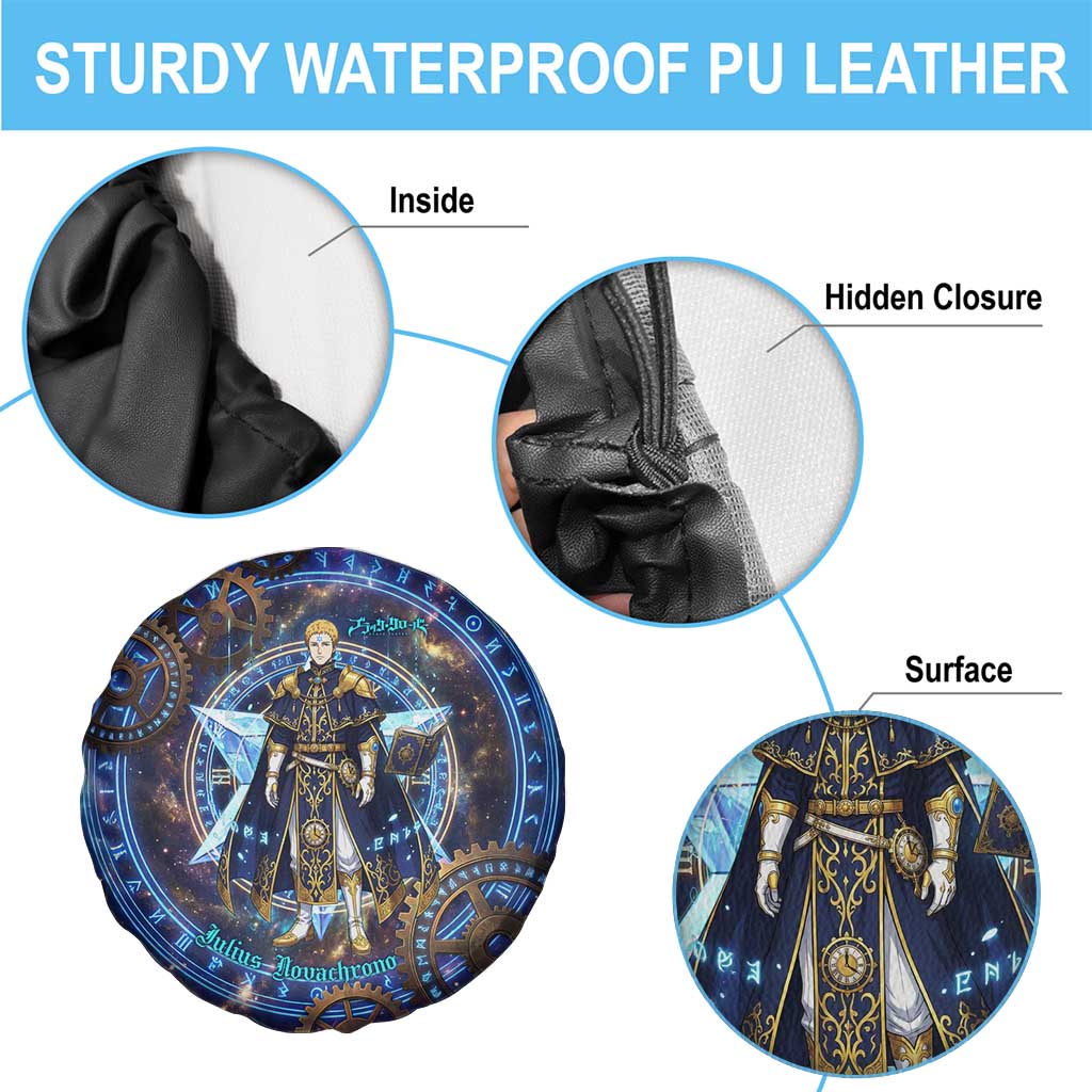 Julius Novachrono Black Clover Spare Tire Cover Cosmic Time Magic Style with Celestial Clockwork Motif