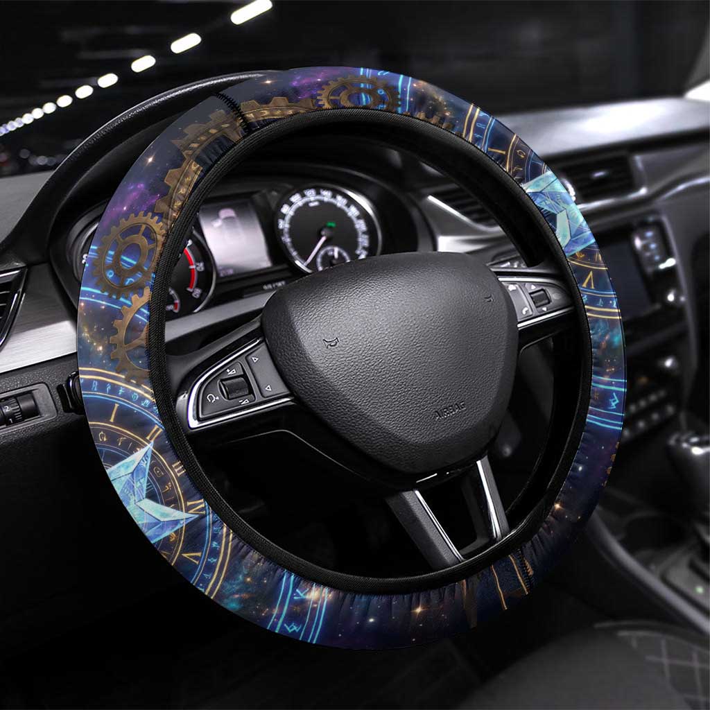 Julius Novachrono Black Clover Steering Wheel Cover Cosmic Time Magic Style with Celestial Clockwork Motif