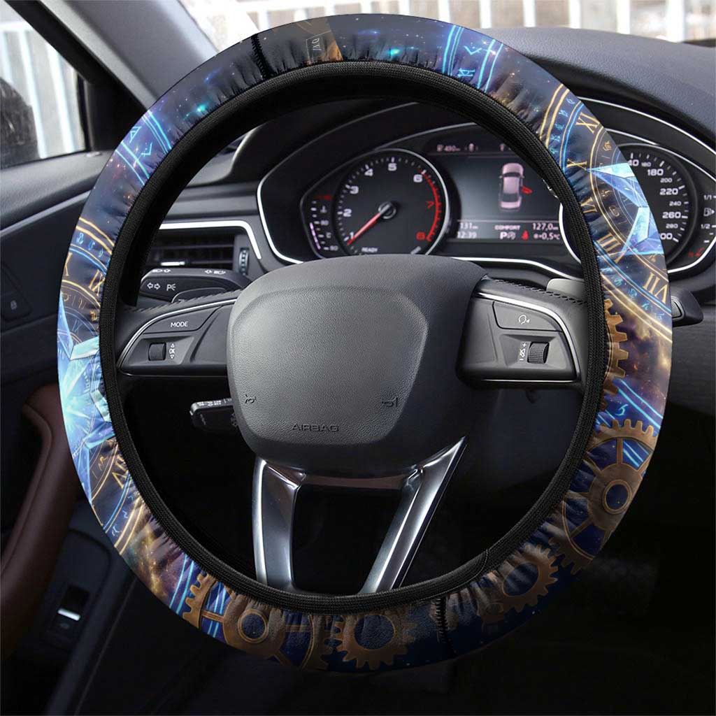 Julius Novachrono Black Clover Steering Wheel Cover Cosmic Time Magic Style with Celestial Clockwork Motif