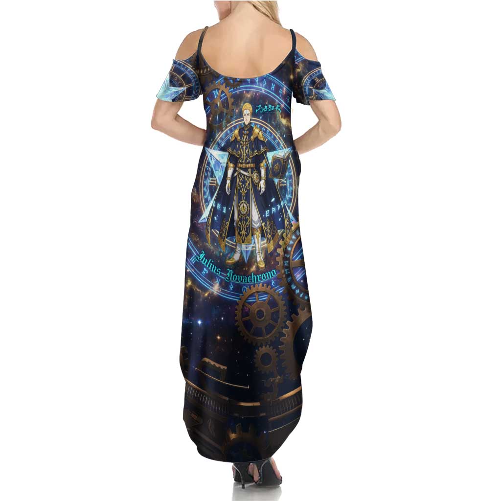 Julius Novachrono Black Clover Summer Maxi Dress Cosmic Time Magic Style with Celestial Clockwork Motif