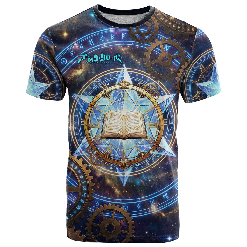 Julius Novachrono Black Clover T Shirt Cosmic Time Magic Style with Celestial Clockwork Motif