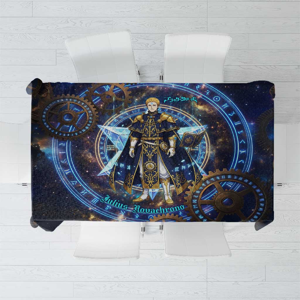 Julius Novachrono Black Clover Tablecloth Cosmic Time Magic Style with Celestial Clockwork Motif