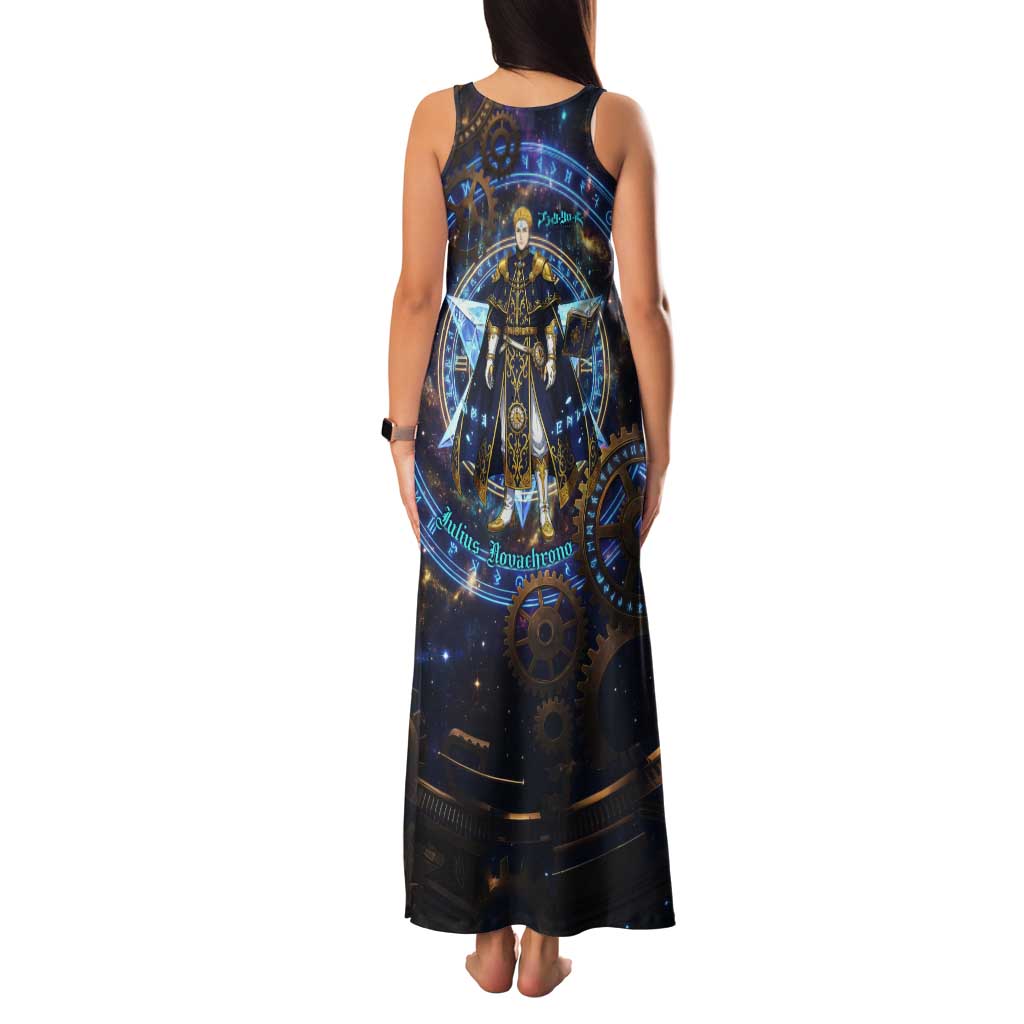Julius Novachrono Black Clover Tank Maxi Dress Cosmic Time Magic Style with Celestial Clockwork Motif