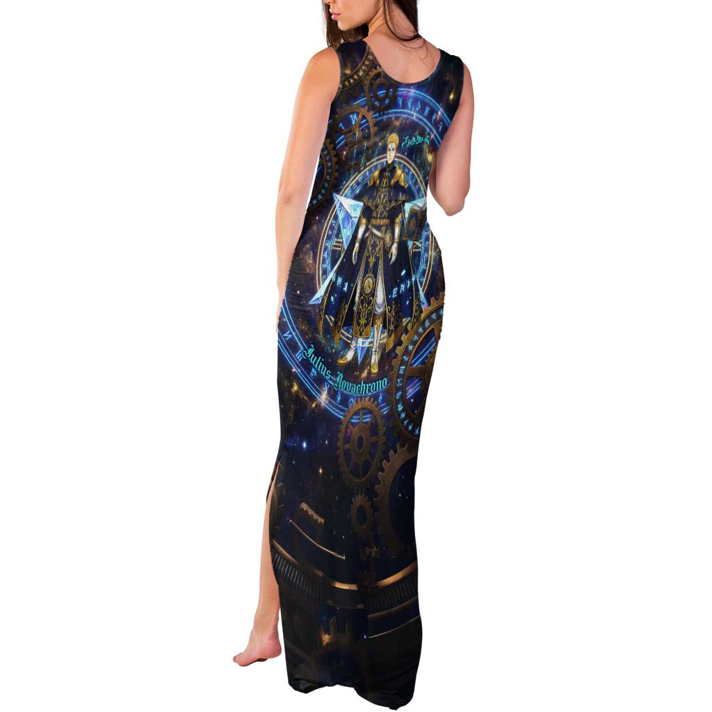 Julius Novachrono Black Clover Tank Maxi Dress Cosmic Time Magic Style with Celestial Clockwork Motif