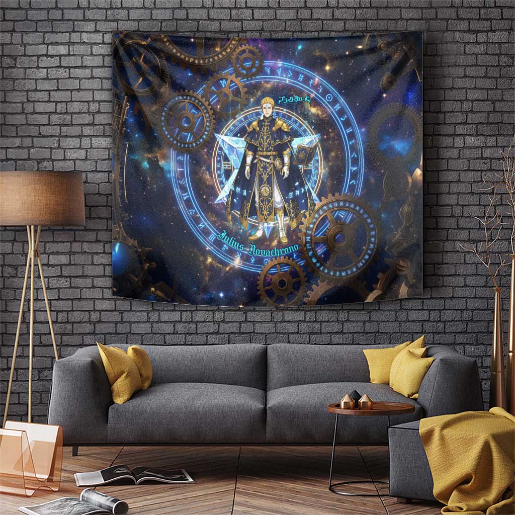 Julius Novachrono Black Clover Tapestry Cosmic Time Magic Style with Celestial Clockwork Motif