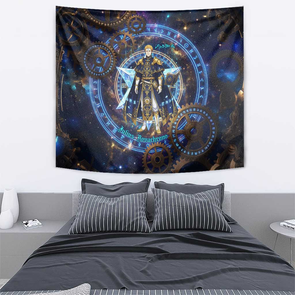 Julius Novachrono Black Clover Tapestry Cosmic Time Magic Style with Celestial Clockwork Motif