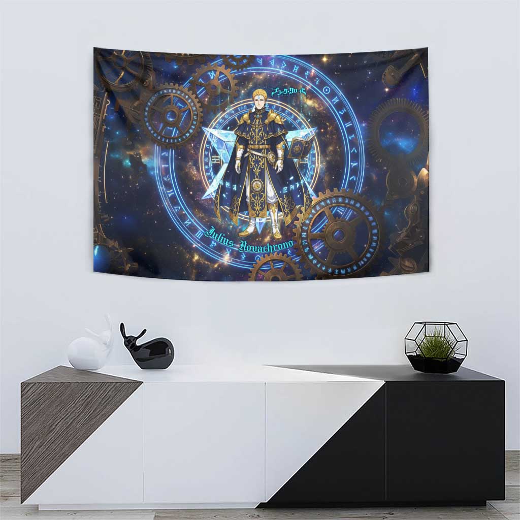 Julius Novachrono Black Clover Tapestry Cosmic Time Magic Style with Celestial Clockwork Motif