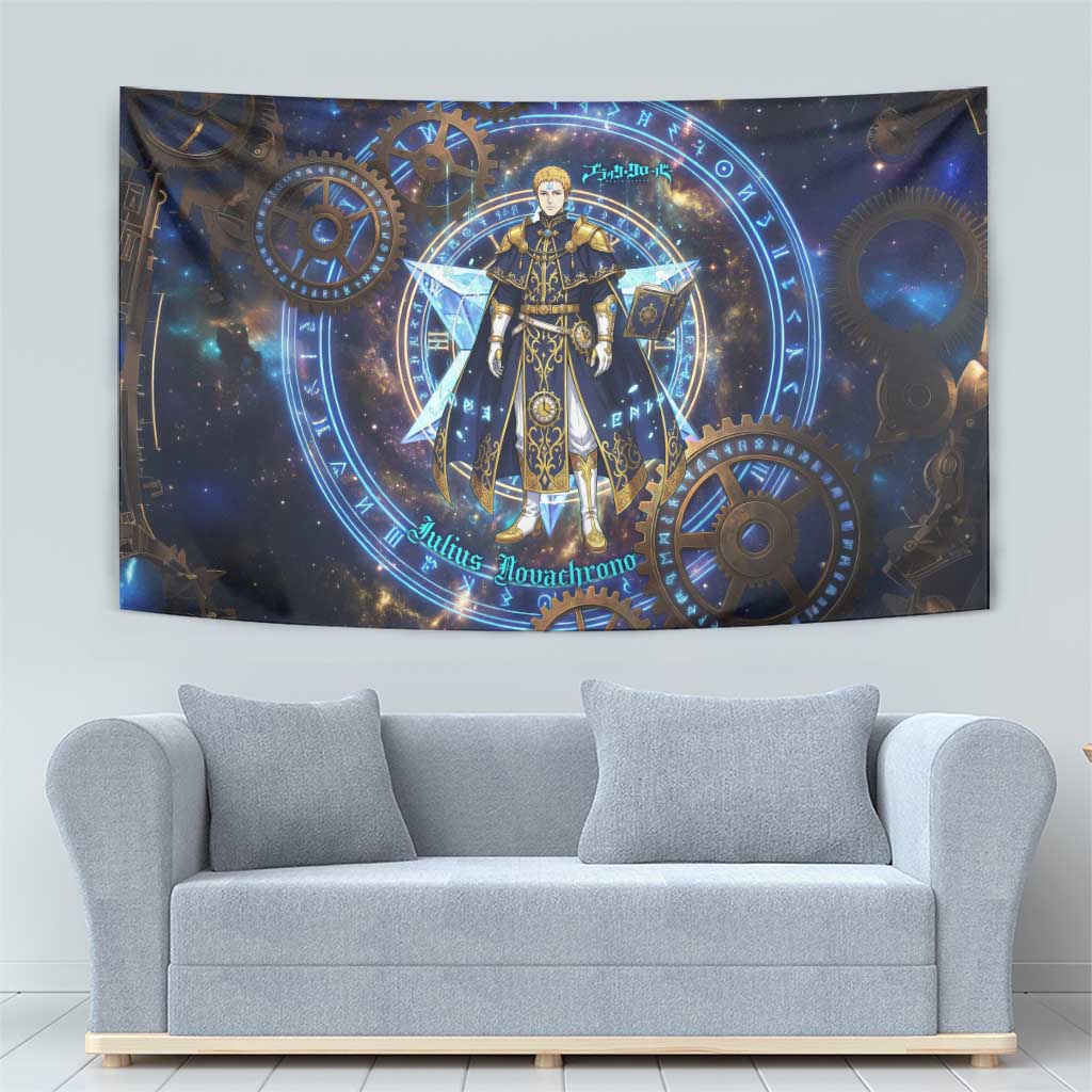 Julius Novachrono Black Clover Tapestry Cosmic Time Magic Style with Celestial Clockwork Motif