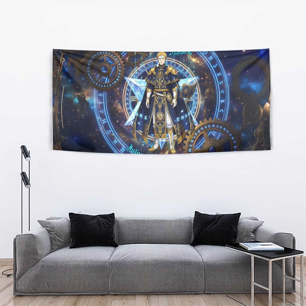 Julius Novachrono Black Clover Tapestry Cosmic Time Magic Style with Celestial Clockwork Motif