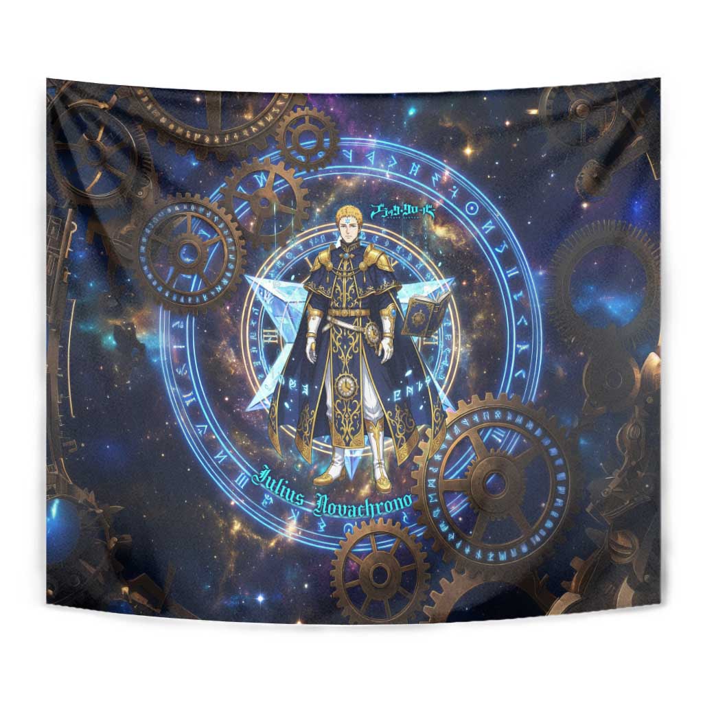 Julius Novachrono Black Clover Tapestry Cosmic Time Magic Style with Celestial Clockwork Motif