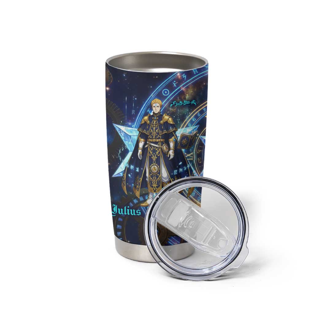 Julius Novachrono Black Clover Tumbler Cup Cosmic Time Magic Style with Celestial Clockwork Motif