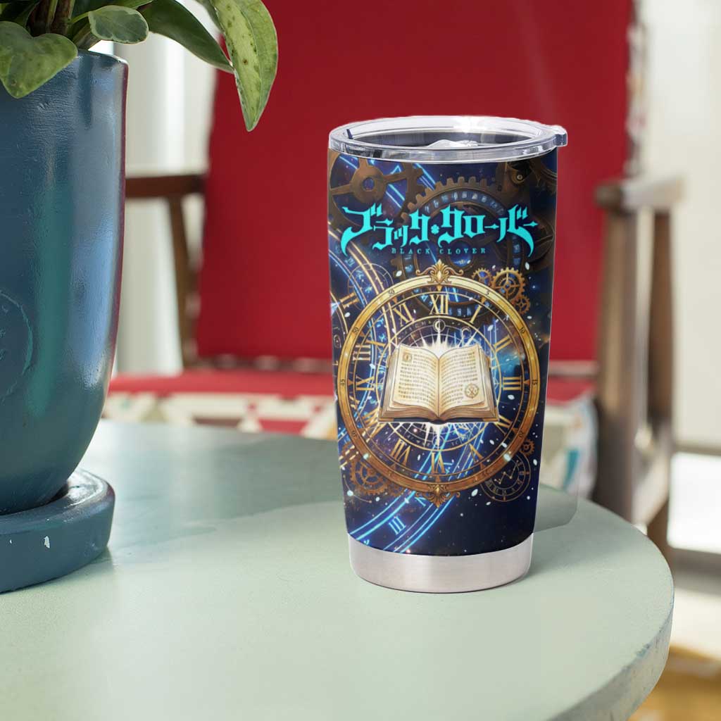 Julius Novachrono Black Clover Tumbler Cup Cosmic Time Magic Style with Celestial Clockwork Motif