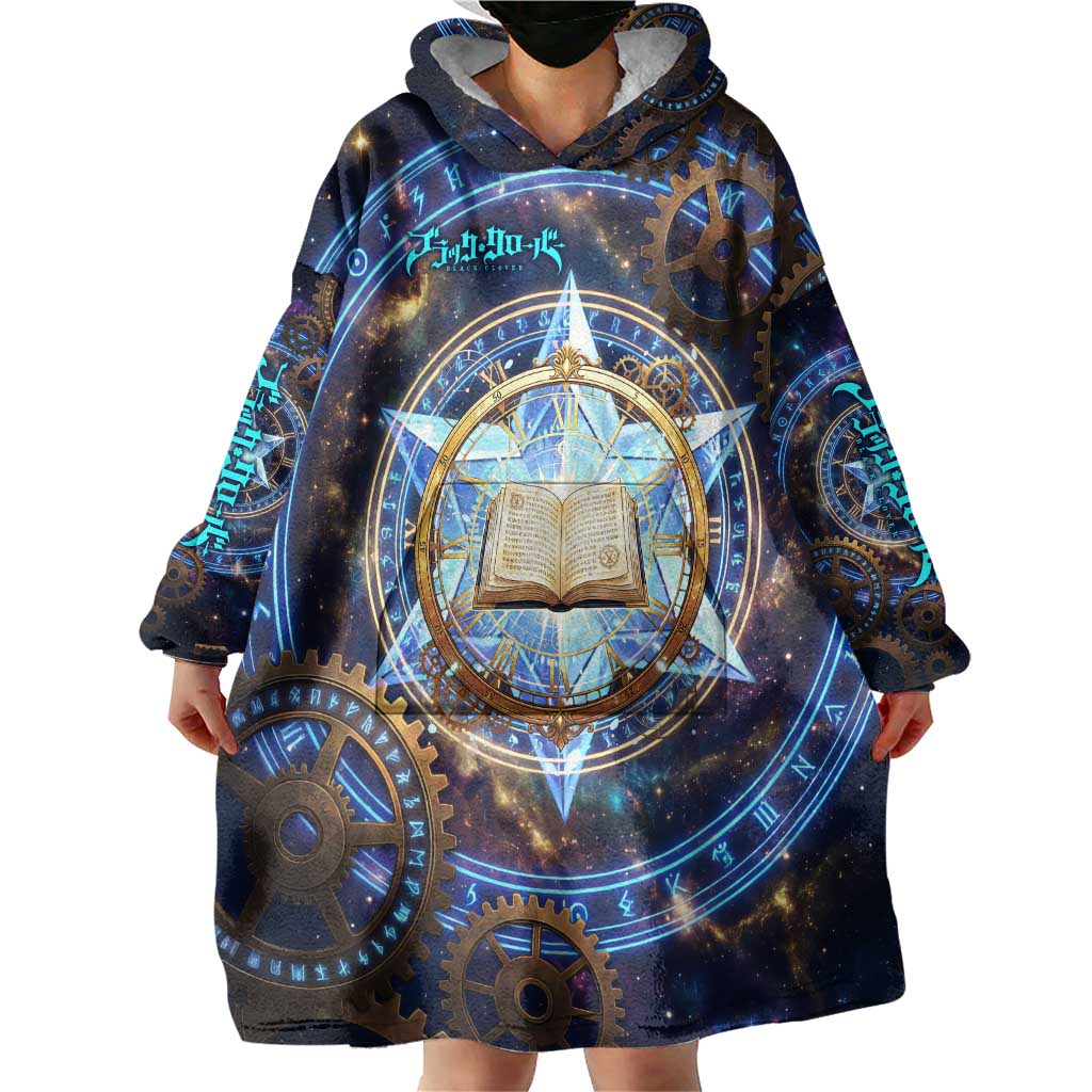 Julius Novachrono Black Clover Wearable Blanket Hoodie Cosmic Time Magic Style with Celestial Clockwork Motif