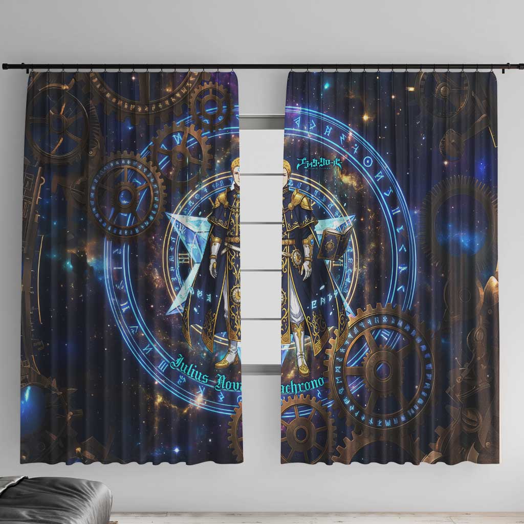 Julius Novachrono Black Clover Window Curtain Cosmic Time Magic Style with Celestial Clockwork Motif