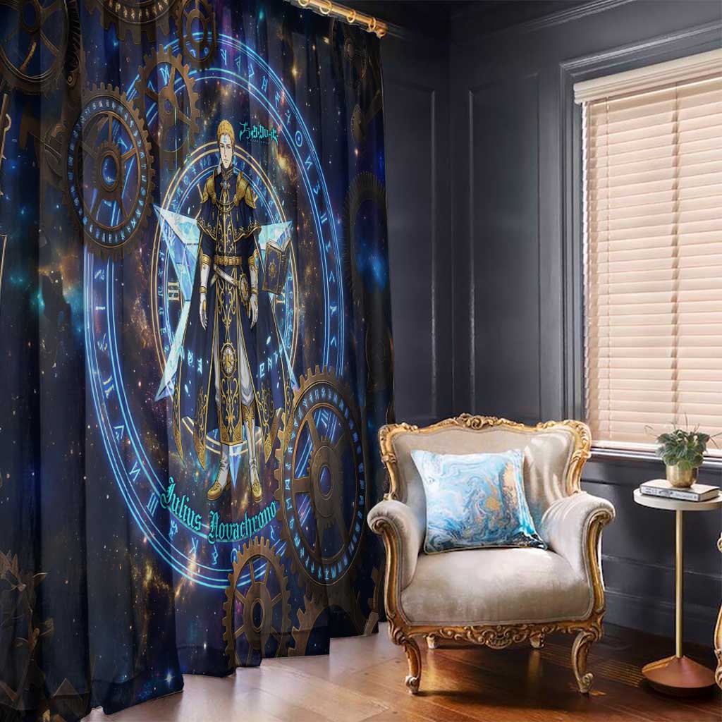 Julius Novachrono Black Clover Window Curtain Cosmic Time Magic Style with Celestial Clockwork Motif