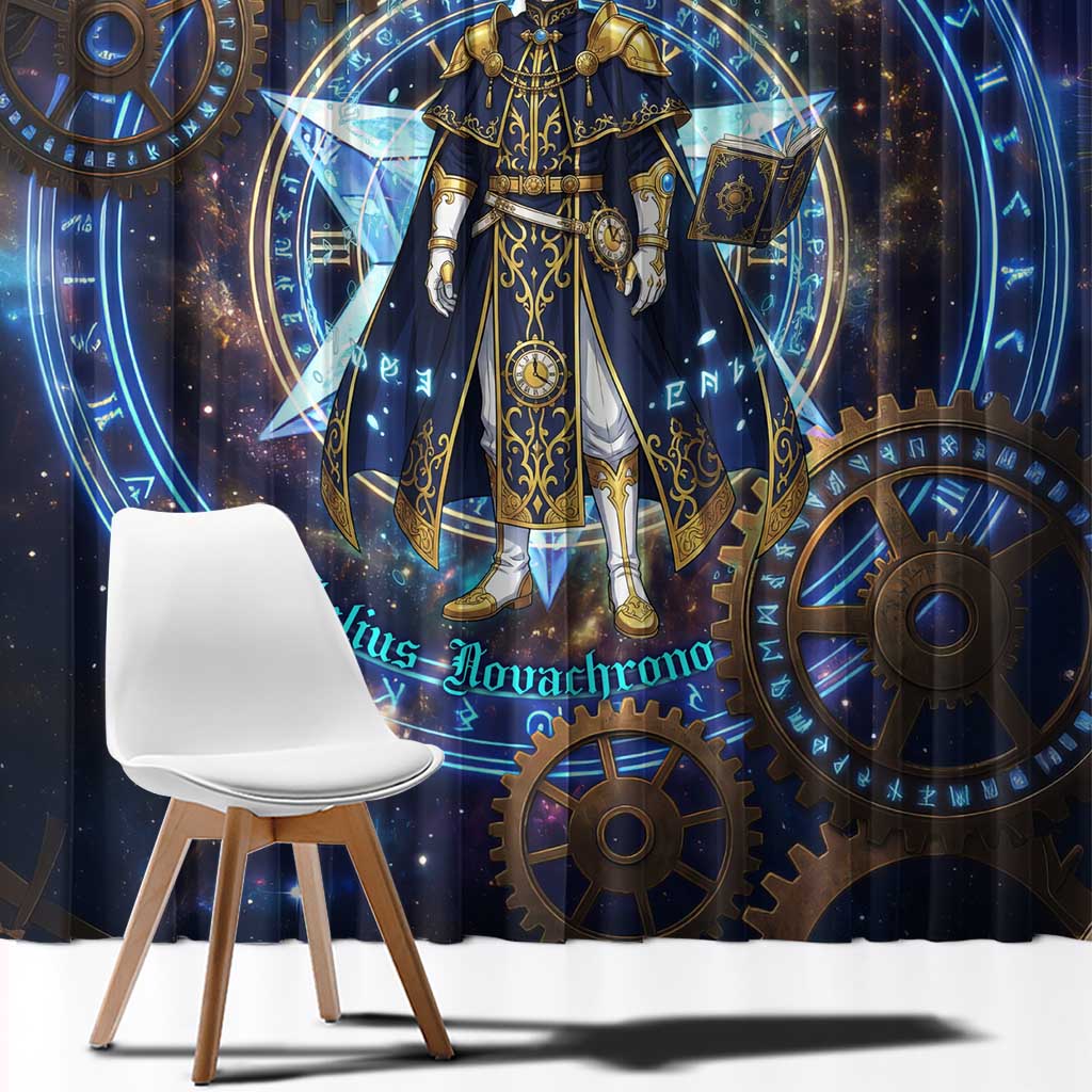Julius Novachrono Black Clover Window Curtain Cosmic Time Magic Style with Celestial Clockwork Motif