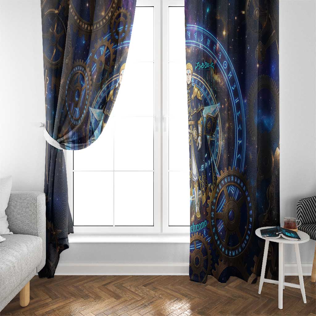 Julius Novachrono Black Clover Window Curtain Cosmic Time Magic Style with Celestial Clockwork Motif