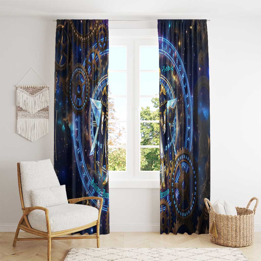 Julius Novachrono Black Clover Window Curtain Cosmic Time Magic Style with Celestial Clockwork Motif
