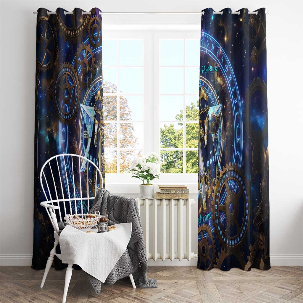 Julius Novachrono Black Clover Window Curtain Cosmic Time Magic Style with Celestial Clockwork Motif