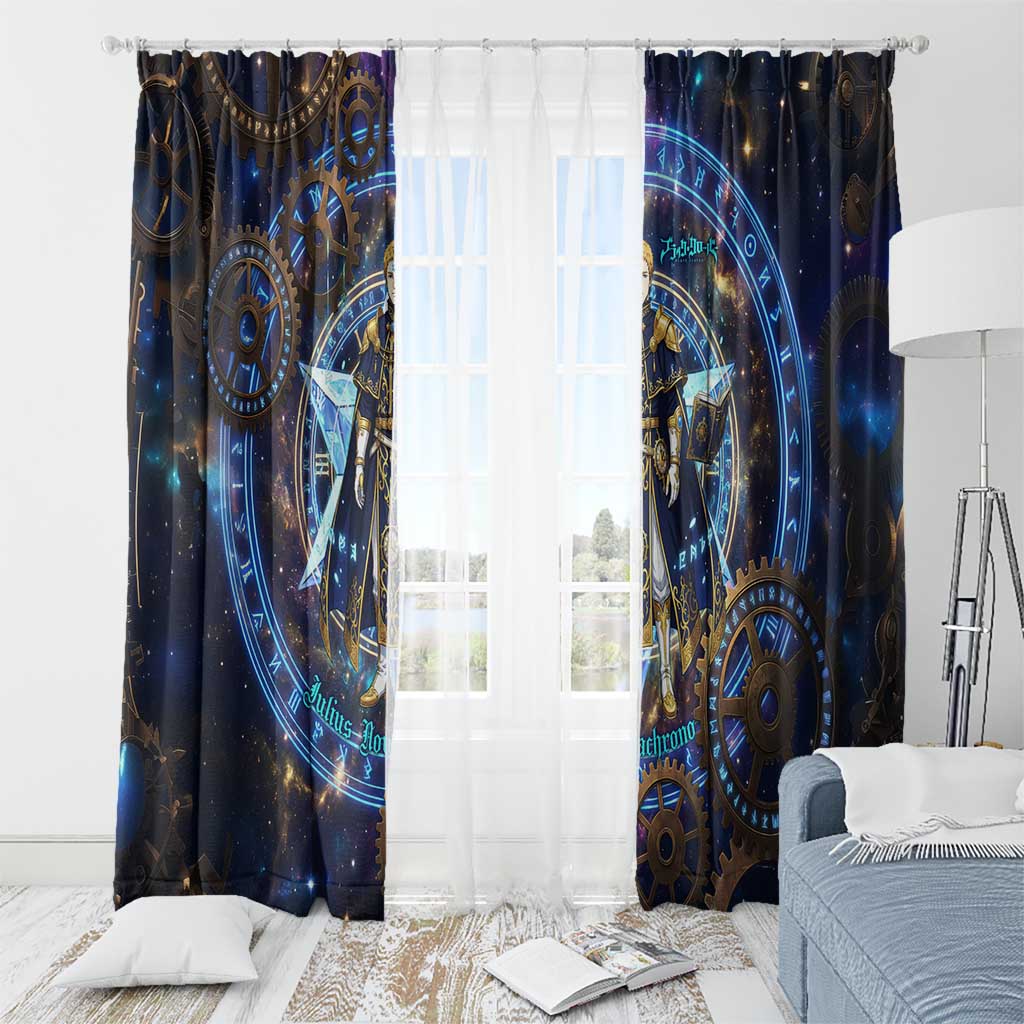 Julius Novachrono Black Clover Window Curtain Cosmic Time Magic Style with Celestial Clockwork Motif