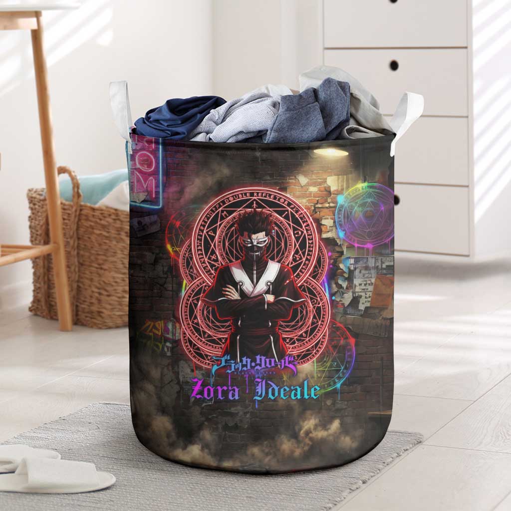 Zara Ideale Black Clover Laundry Basket Graffiti Magic Circle Style with Urban Grunge Aesthetic