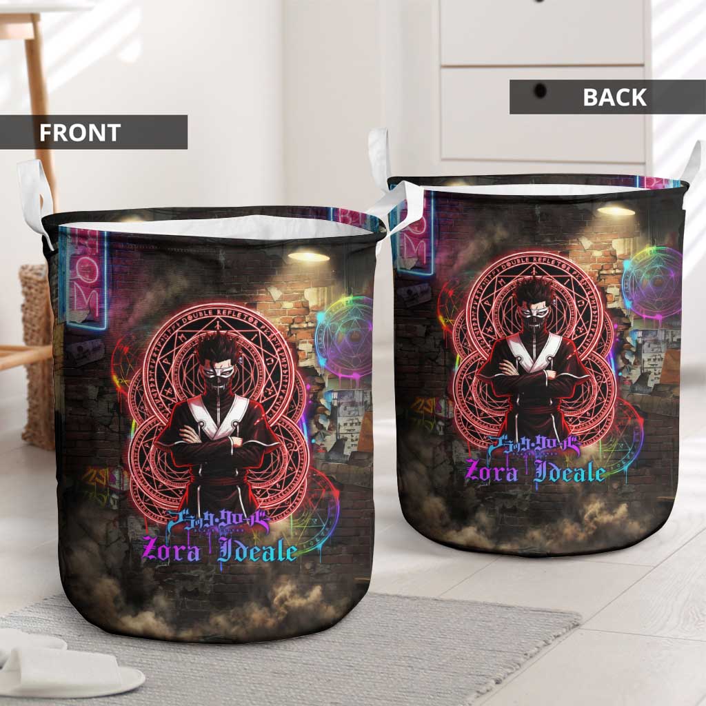 Zara Ideale Black Clover Laundry Basket Graffiti Magic Circle Style with Urban Grunge Aesthetic