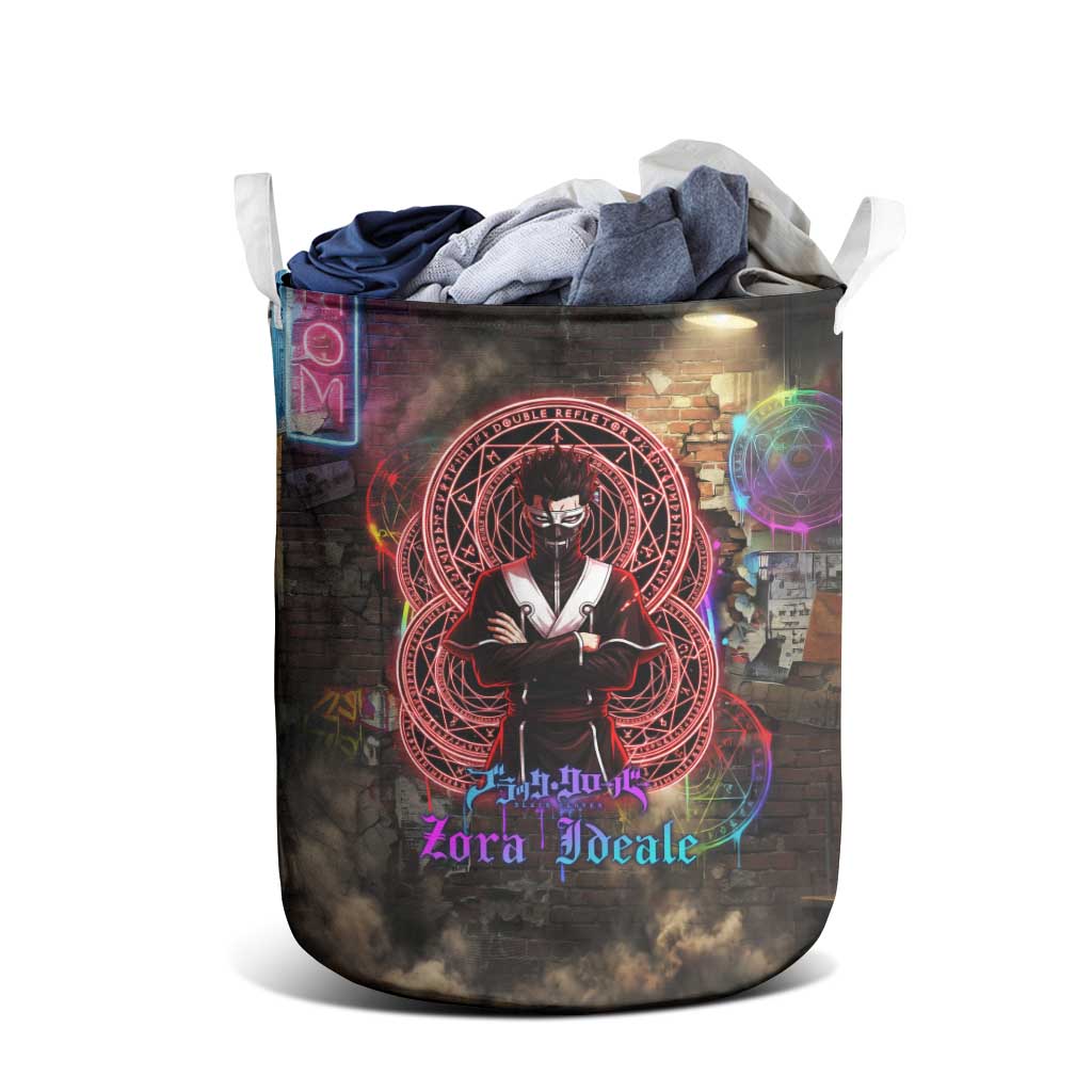 Zara Ideale Black Clover Laundry Basket Graffiti Magic Circle Style with Urban Grunge Aesthetic