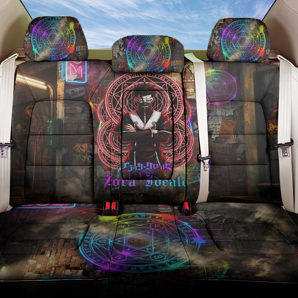 Zara Ideale Black Clover Back Car Seat Cover Graffiti Magic Circle Style with Urban Grunge Aesthetic