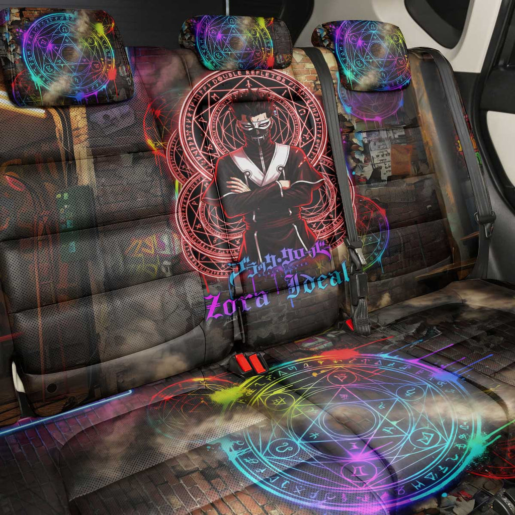 Zara Ideale Black Clover Back Car Seat Cover Graffiti Magic Circle Style with Urban Grunge Aesthetic
