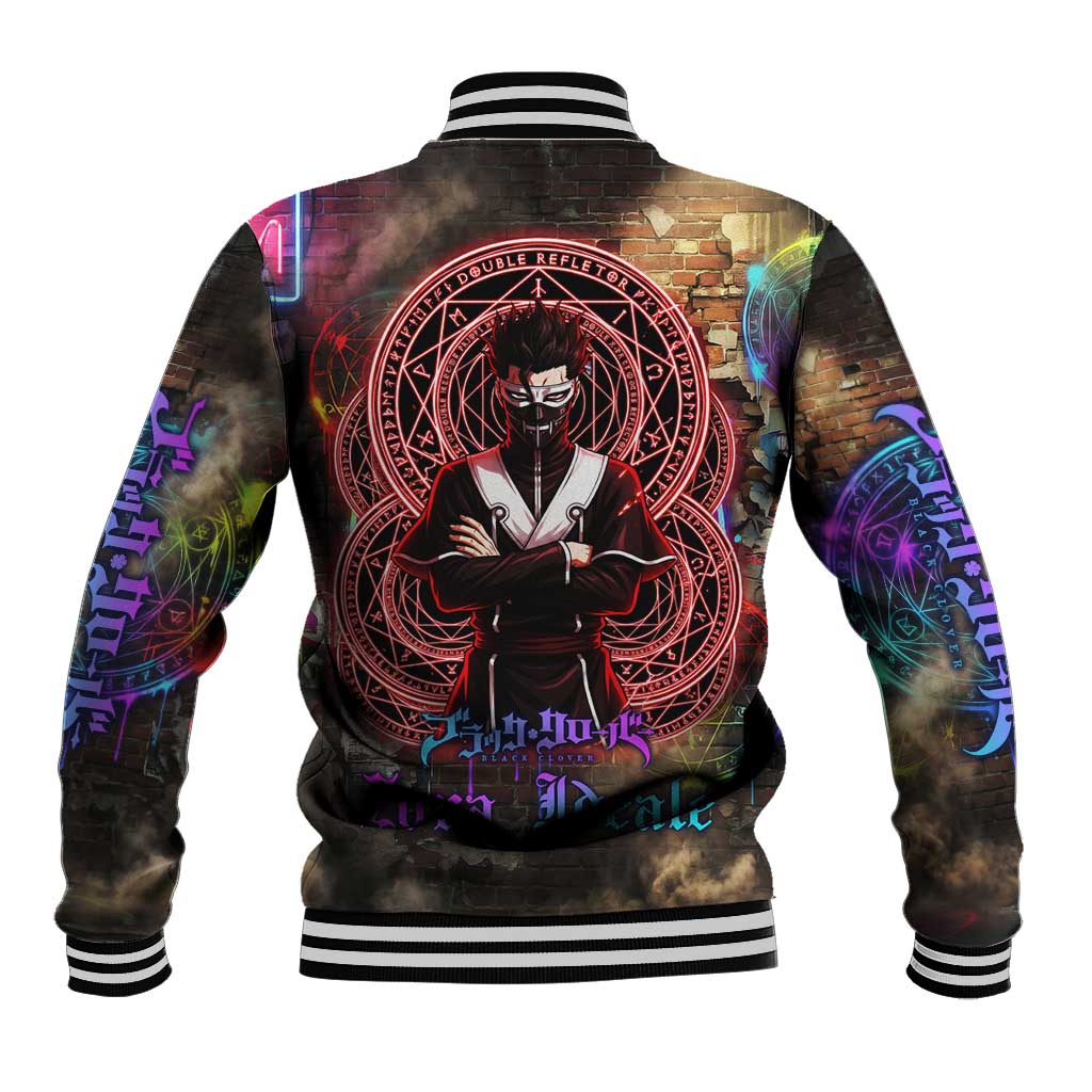 Zara Ideale Black Clover Baseball Jacket Graffiti Magic Circle Style with Urban Grunge Aesthetic