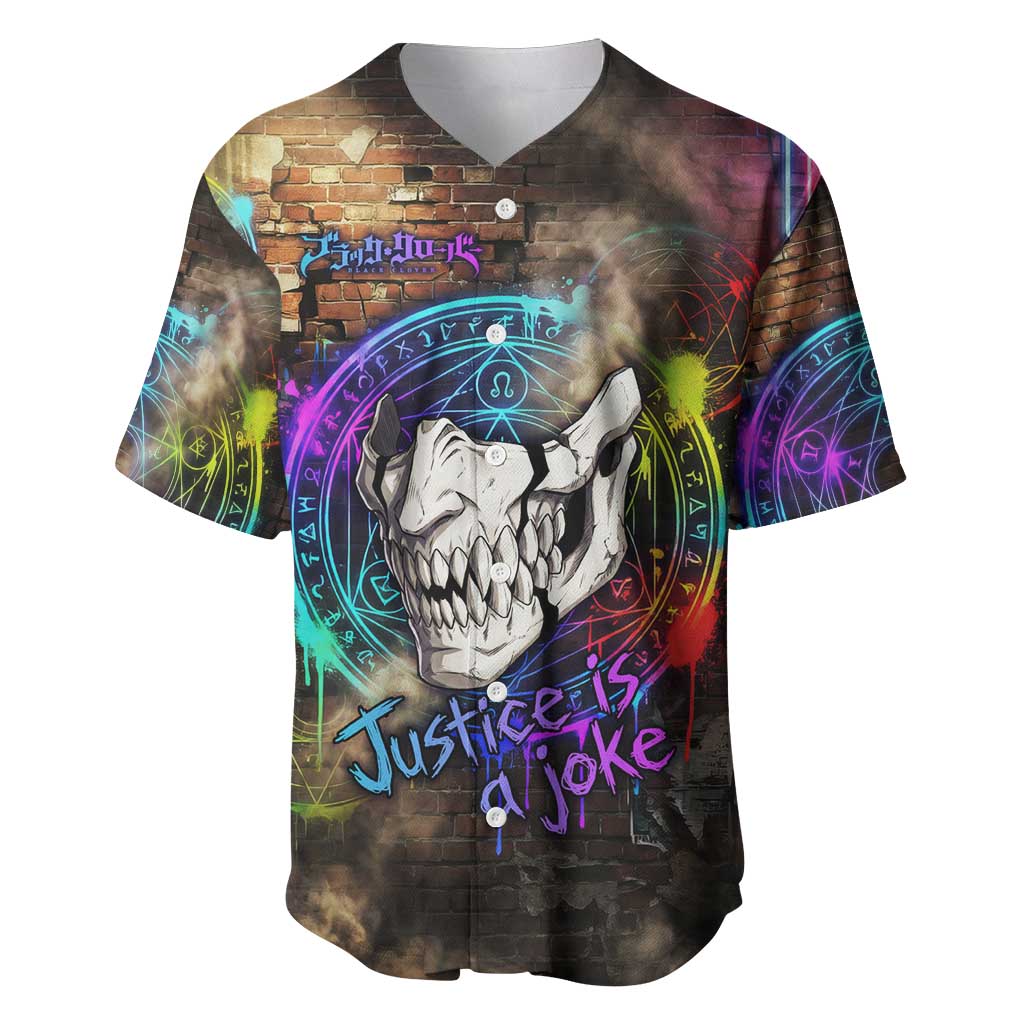 Zara Ideale Black Clover Baseball Jersey Graffiti Magic Circle Style with Urban Grunge Aesthetic