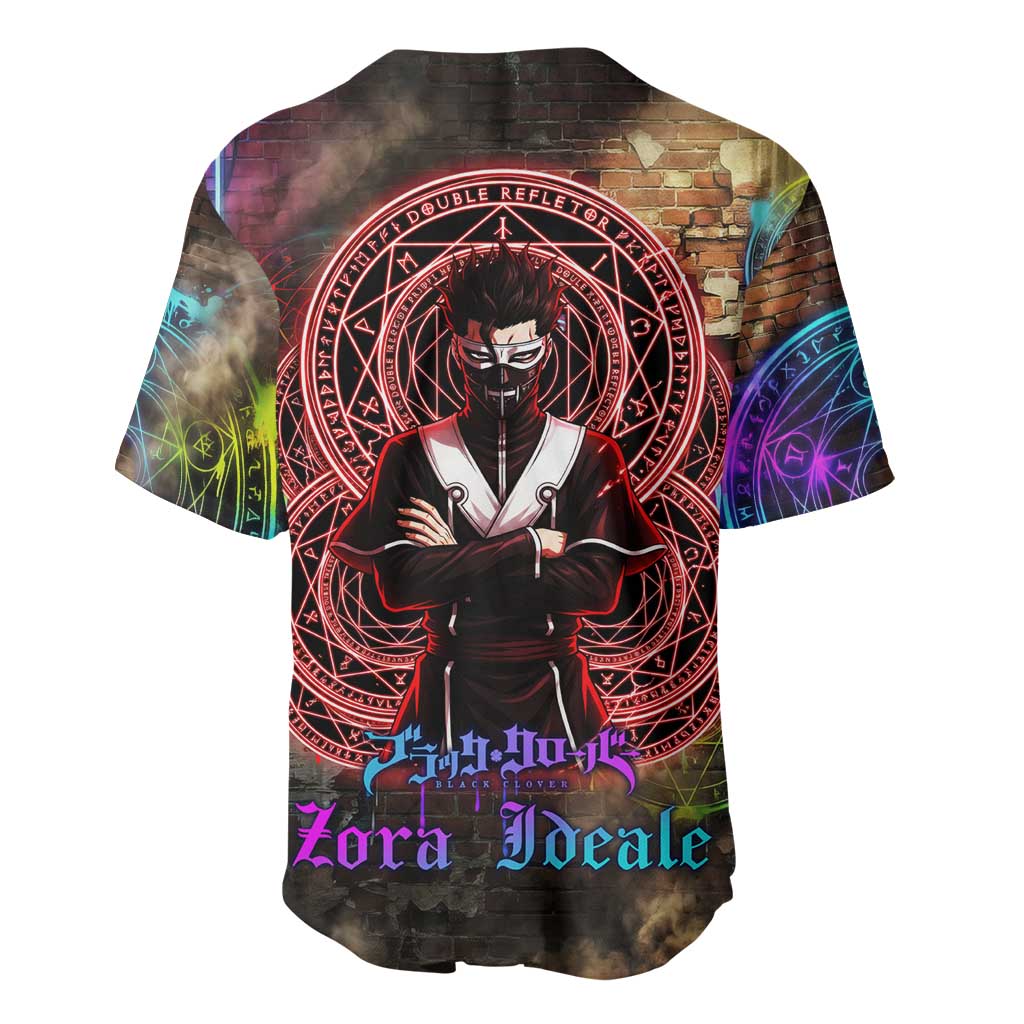 Zara Ideale Black Clover Baseball Jersey Graffiti Magic Circle Style with Urban Grunge Aesthetic