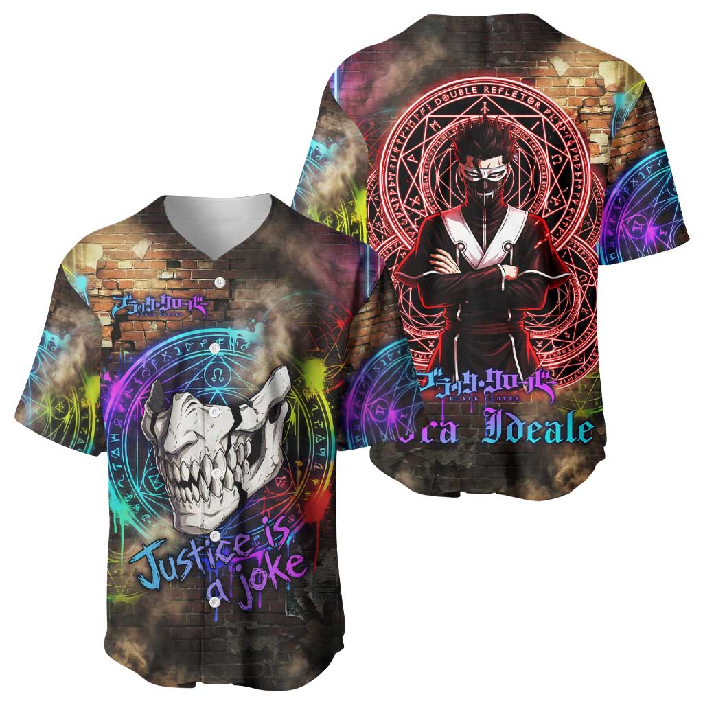 Zara Ideale Black Clover Baseball Jersey Graffiti Magic Circle Style with Urban Grunge Aesthetic
