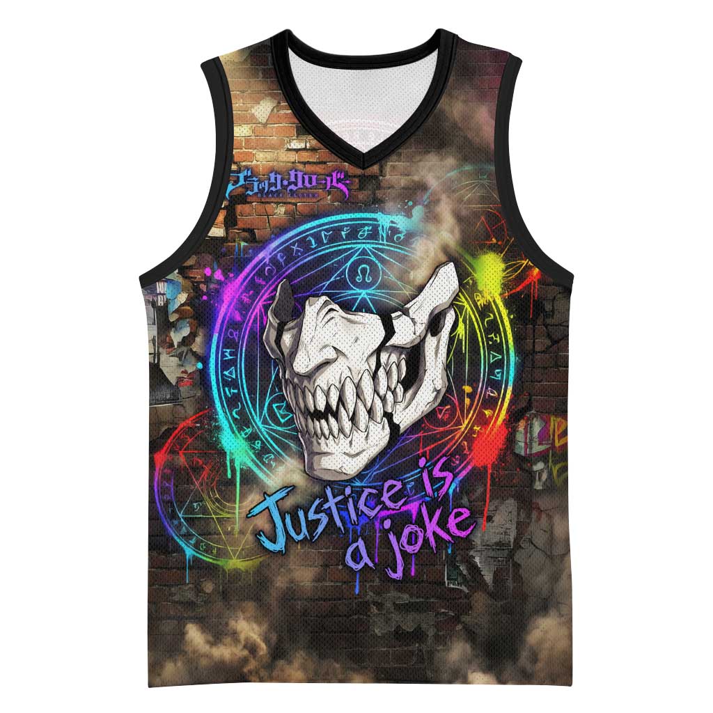 Zara Ideale Black Clover Basketball Jersey Graffiti Magic Circle Style with Urban Grunge Aesthetic