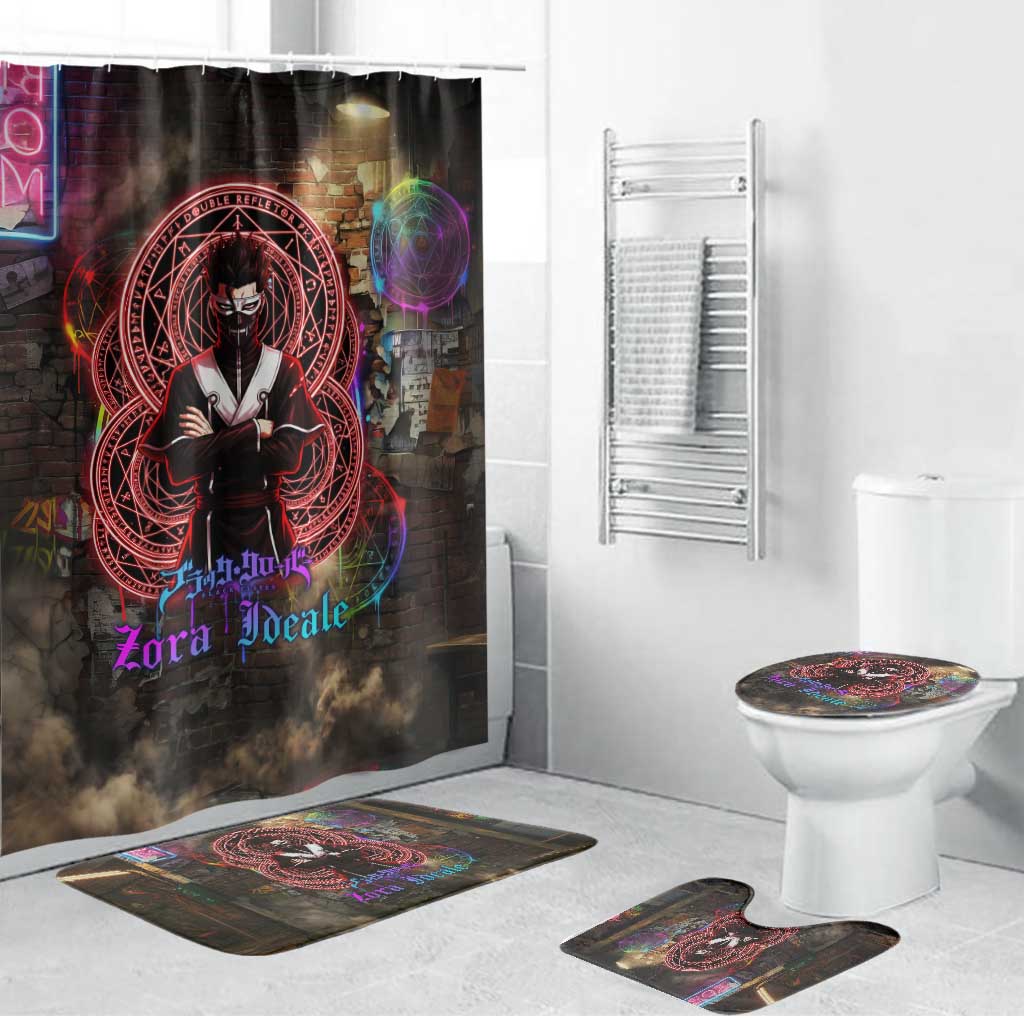 Zara Ideale Black Clover Bathroom Set Graffiti Magic Circle Style with Urban Grunge Aesthetic