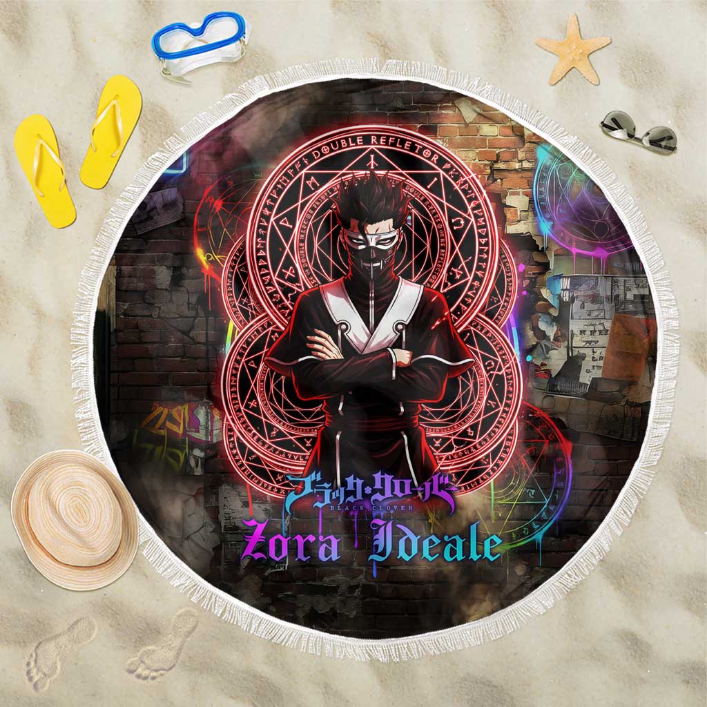 Zara Ideale Black Clover Beach Blanket Graffiti Magic Circle Style with Urban Grunge Aesthetic