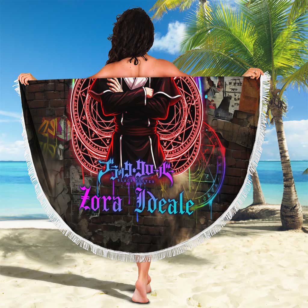 Zara Ideale Black Clover Beach Blanket Graffiti Magic Circle Style with Urban Grunge Aesthetic