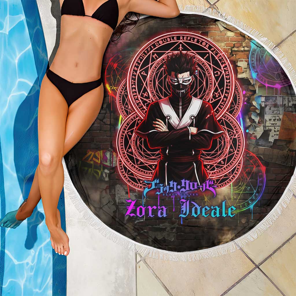 Zara Ideale Black Clover Beach Blanket Graffiti Magic Circle Style with Urban Grunge Aesthetic