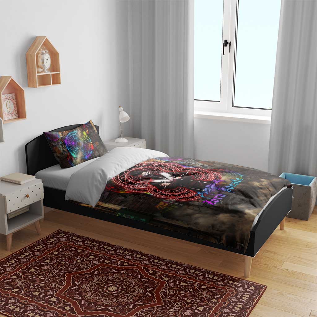 Zara Ideale Black Clover Bedding Set Graffiti Magic Circle Style with Urban Grunge Aesthetic
